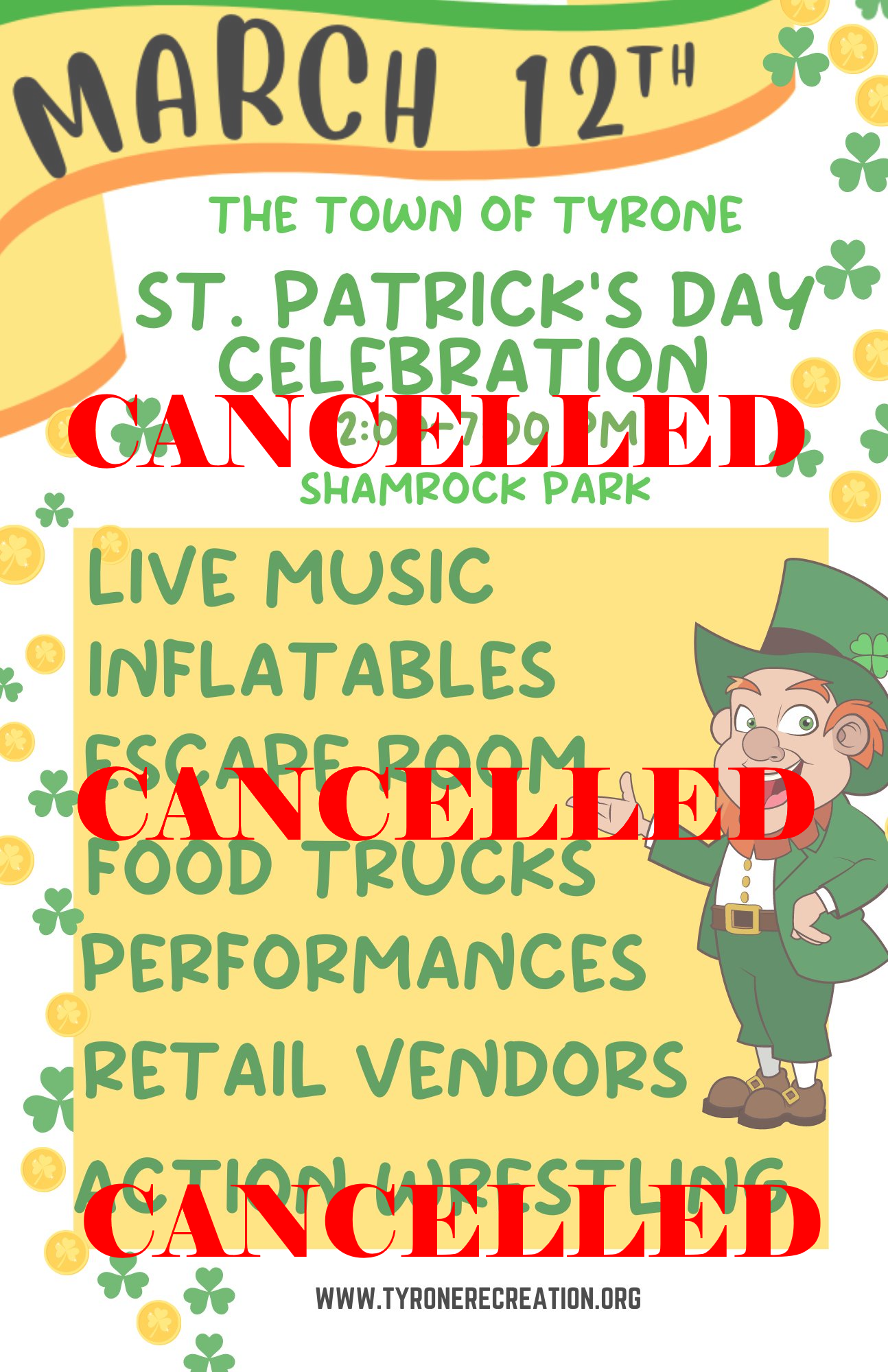 St. Paddys Event Cancellation Notice