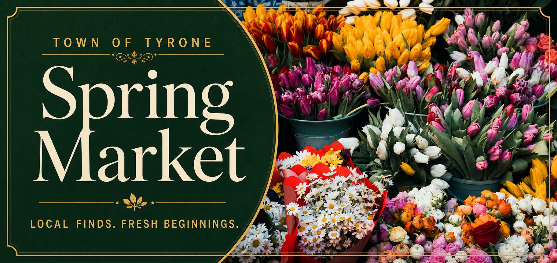 Colorful spring flowers representing Tyrone’s Spring Market.